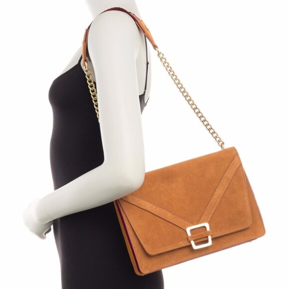 Like New Sam Edelman Madeline Accordion Suede Shoulder Bag - Picture 1 of 9